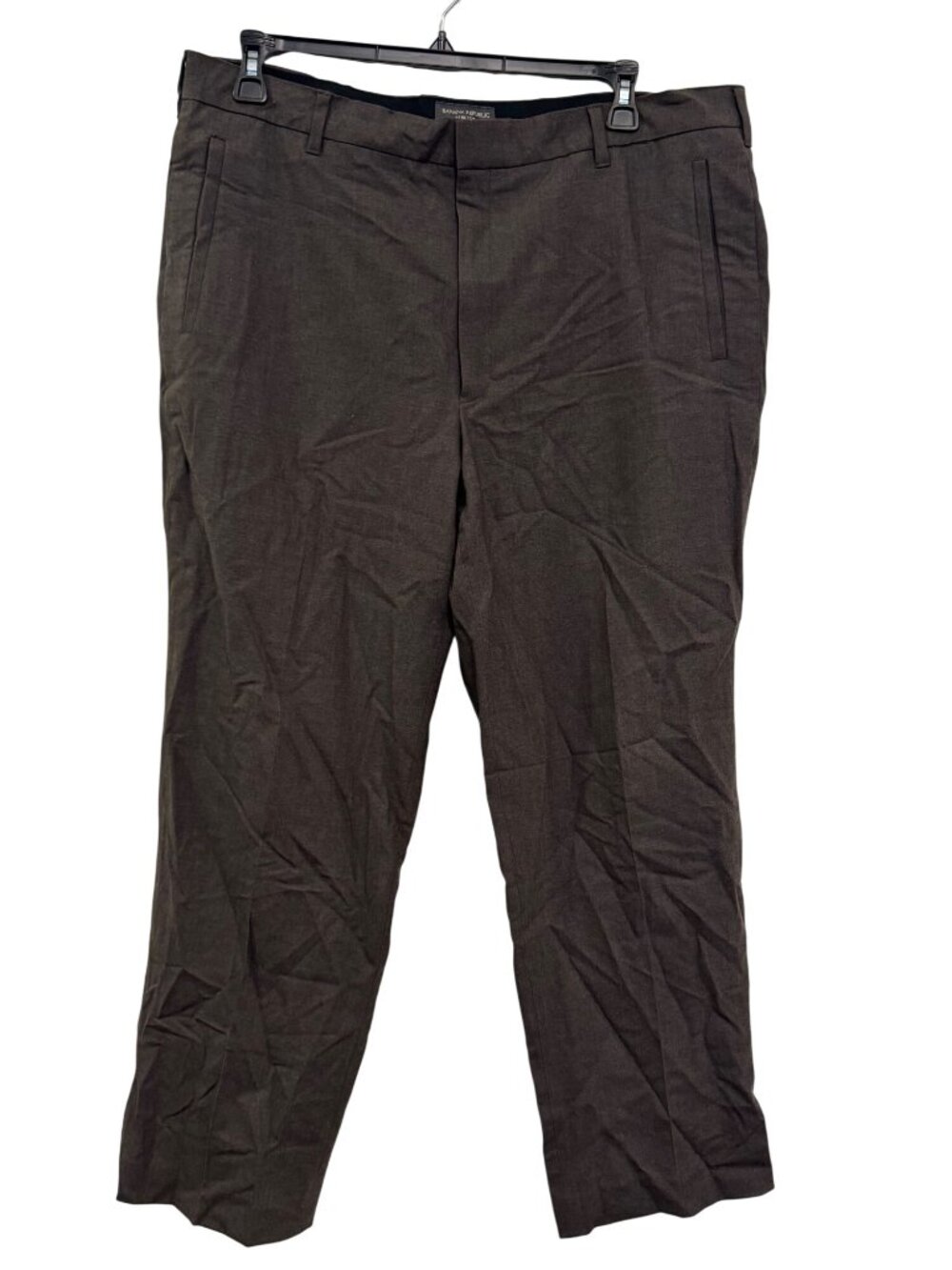 Banana Republic Mens Stretch Dress Pants 40x32 Brown Wool Blend Flat Front